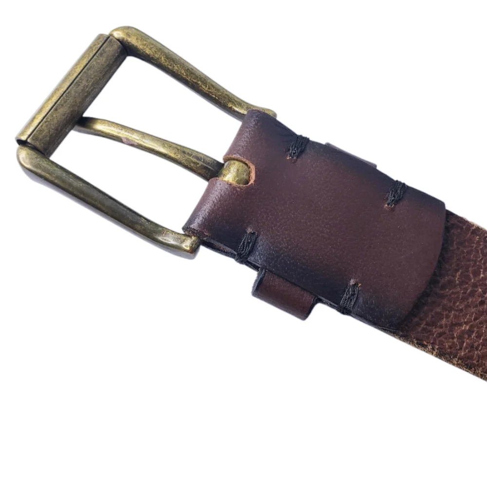 Vintage Handmade Belt Italy Brass Buckle Leather Grunge Unisex Rodeo West 35